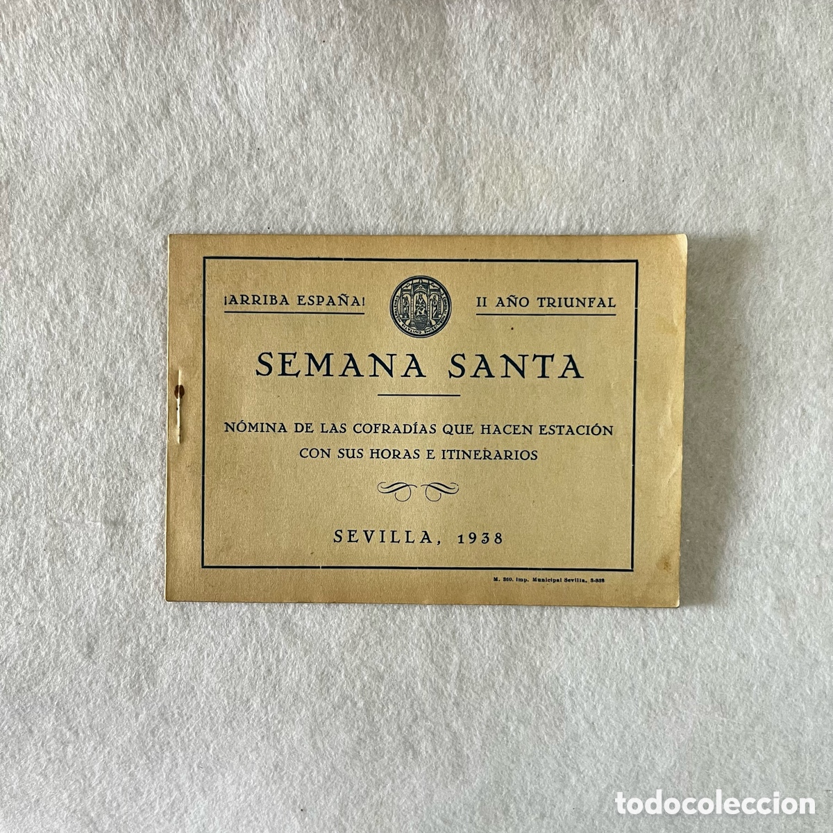 Otros art&iacute;culos de coleccionismo en papel: PROGRAMA SEMANA SANTA SEVILLA - OFICIAL AYUNTAMIENTO - 1938