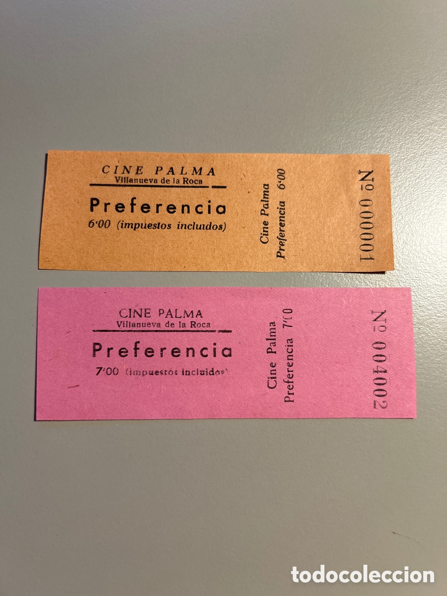 Otros art&iacute;culos de coleccionismo en papel: 2 entrades &ndash; Cine Palma &ndash; Villanueva de la Roca &ndash; Vilanova del Vall&egrave;s &ndash; Anys 1940 1950