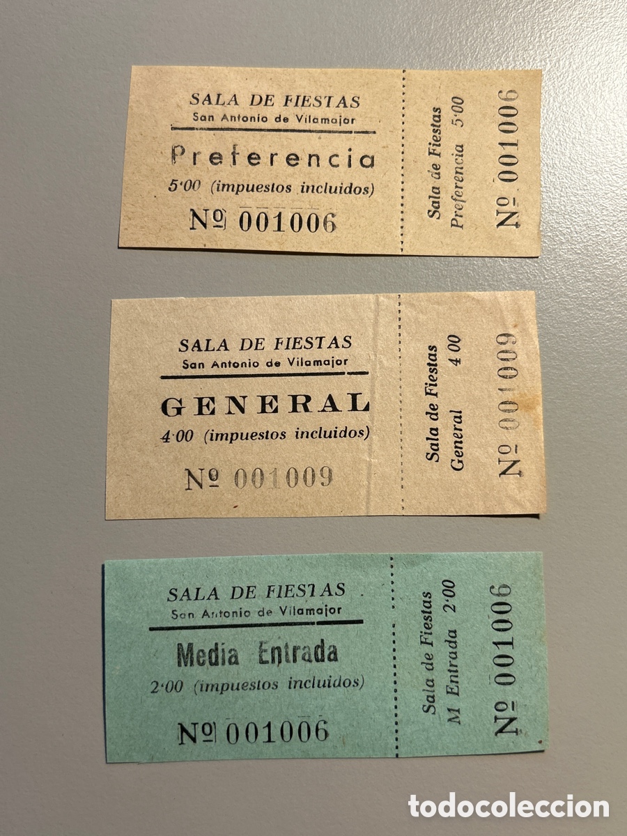 Otros art&iacute;culos de coleccionismo en papel: 3 entrades &ndash; Sala de Fiestas &ndash; Sant Antoni de Vilamajor &ndash; Anys 1940 1950