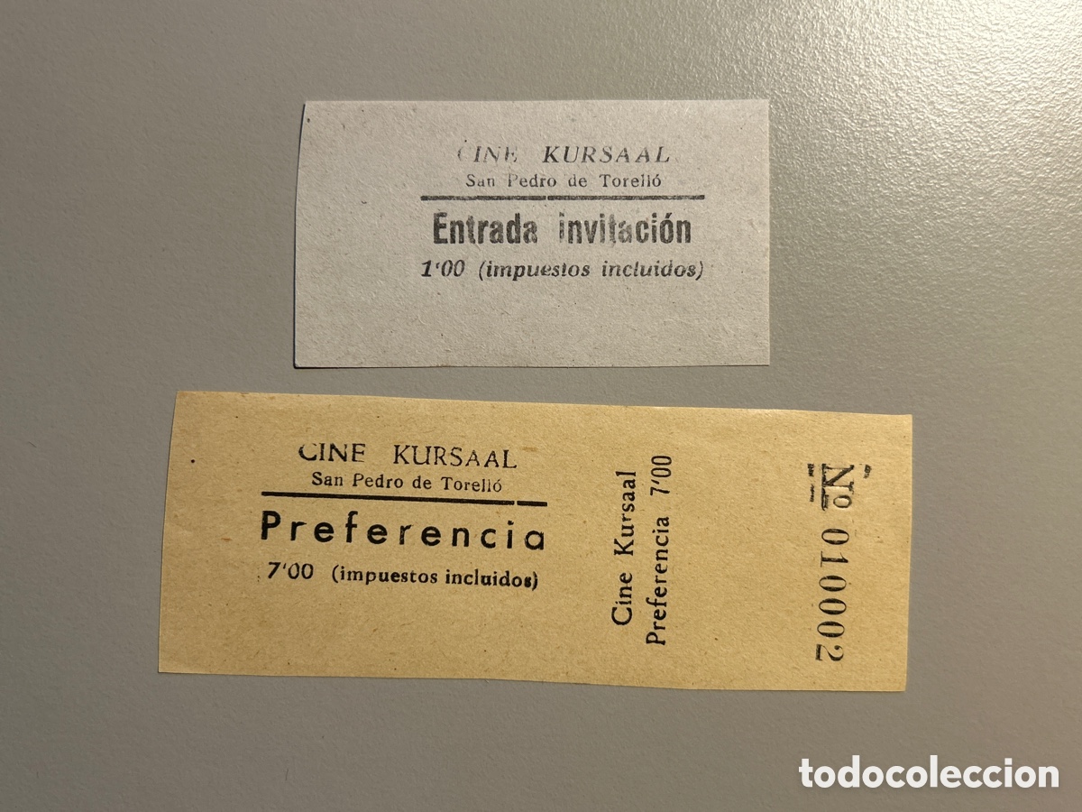 Otros art&iacute;culos de coleccionismo en papel: 2 entrades &ndash; Cine Kursaal &ndash; Sant Pere de Torell&oacute; &ndash; Anys 1940 1950