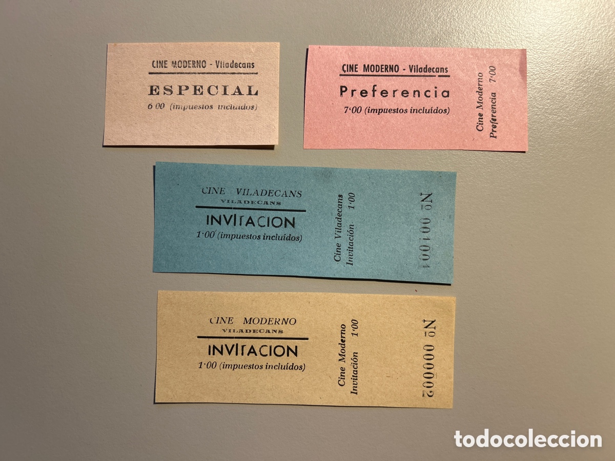Otros art&iacute;culos de coleccionismo en papel: 4 entrades &ndash; Cine Moderno i Cine Viladecans &ndash; Viladecans &ndash; Anys 1940 1950