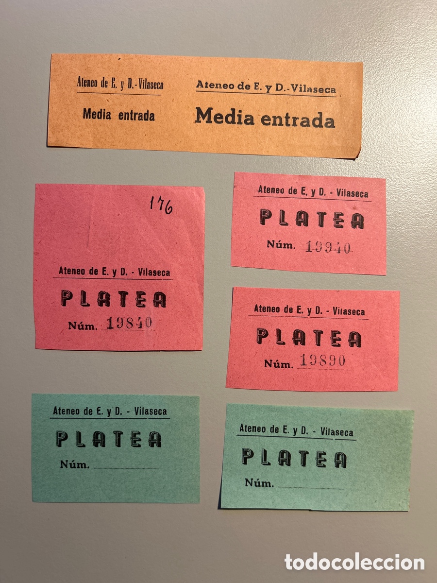 Otros art&iacute;culos de coleccionismo en papel: 6 entrades &ndash; Cine Ateneo de Educaci&oacute;n y Descanso &ndash; Vilaseca &ndash; Tarragona &ndash; Anys 1940 1950