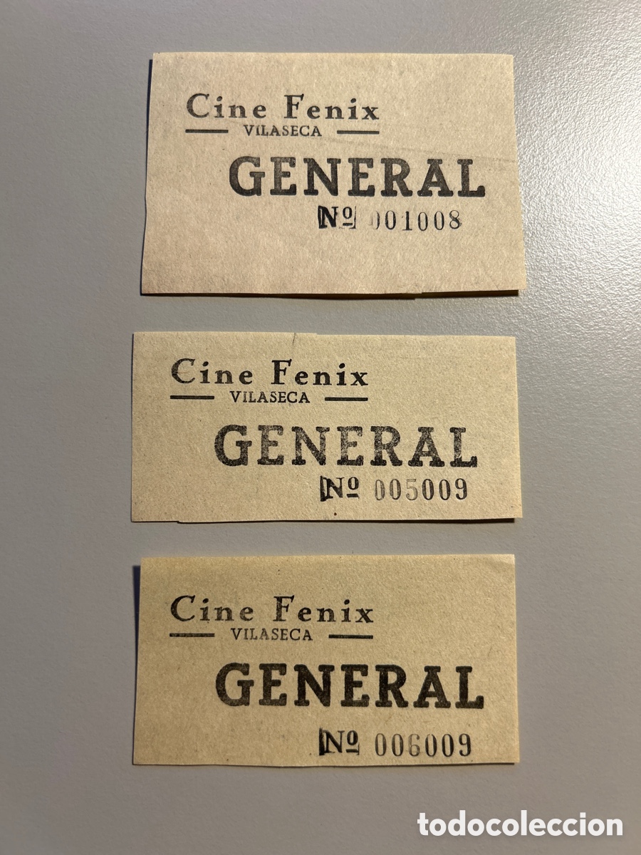 Otros art&iacute;culos de coleccionismo en papel: 3 entrades &ndash; Cine Fenix &ndash; Vilaseca &ndash; Anys 1940 1950