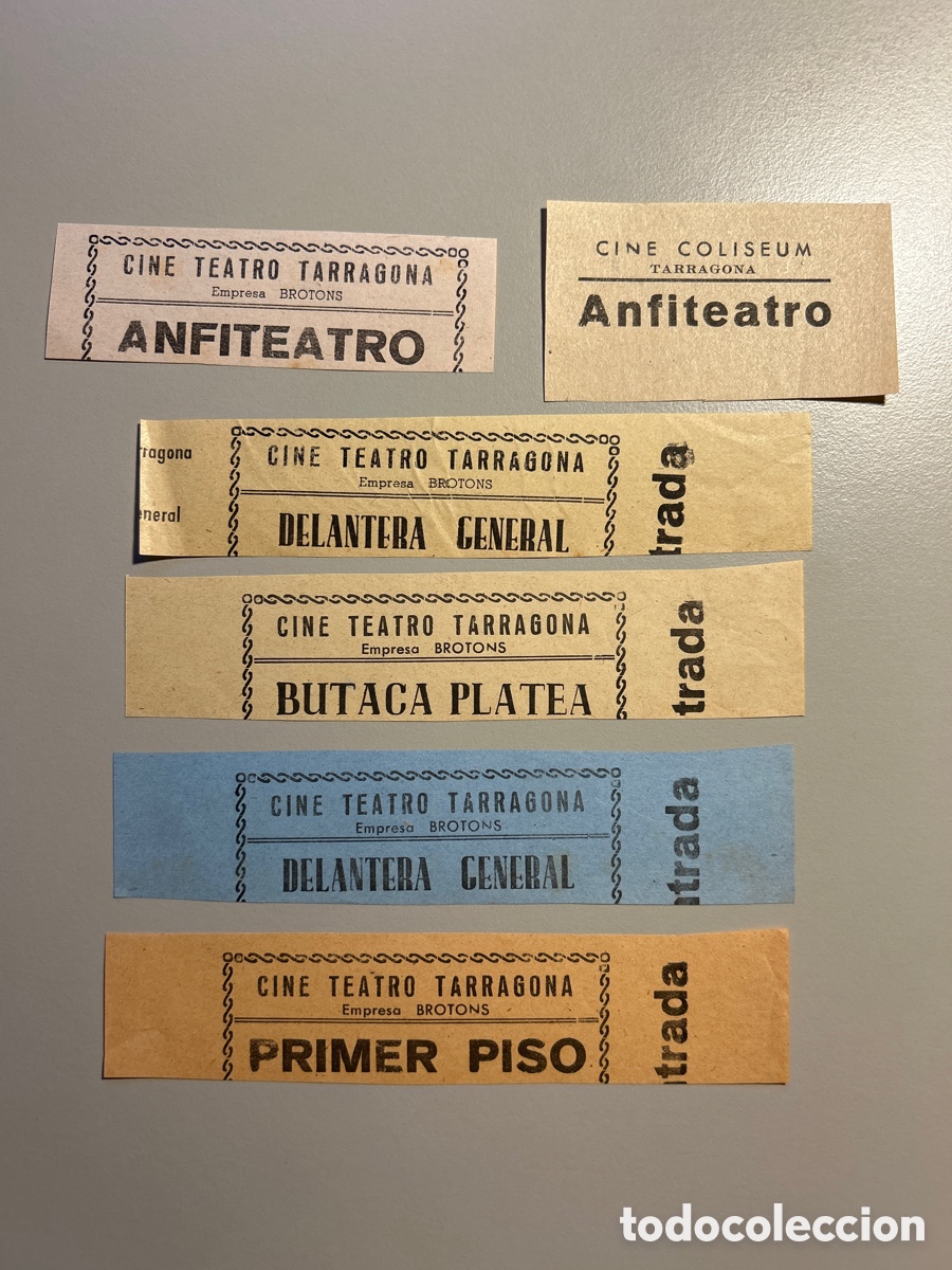 Otros art&iacute;culos de coleccionismo en papel: 6 entrades &ndash; Cine Teatro Tarragona i Cine Coliseum &ndash; Tarragona &ndash; Anys 1940 1950