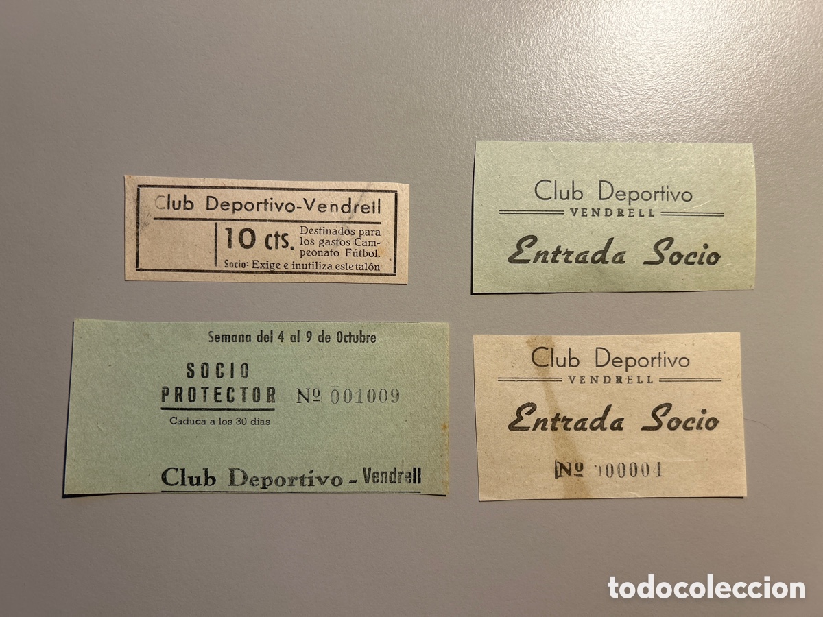 Otros art&iacute;culos de coleccionismo en papel: 4 entrades &ndash; Club Deportivo Vendrell &ndash; Vendrell &ndash; Anys 1940 1950