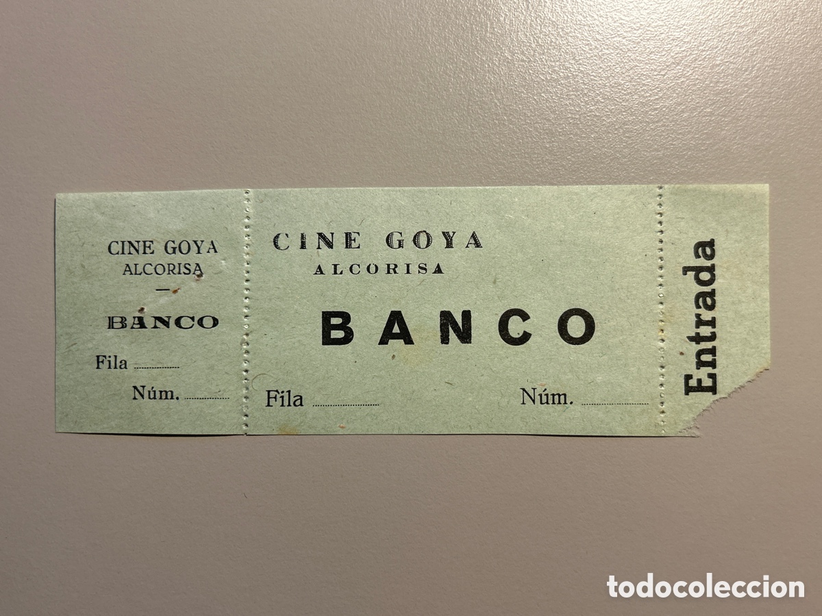 Otros art&iacute;culos de coleccionismo en papel: Entrada &ndash; Cine Goya &ndash; Alcorisa &ndash; Arag&oacute;n &ndash; A&ntilde;os 1940 1950