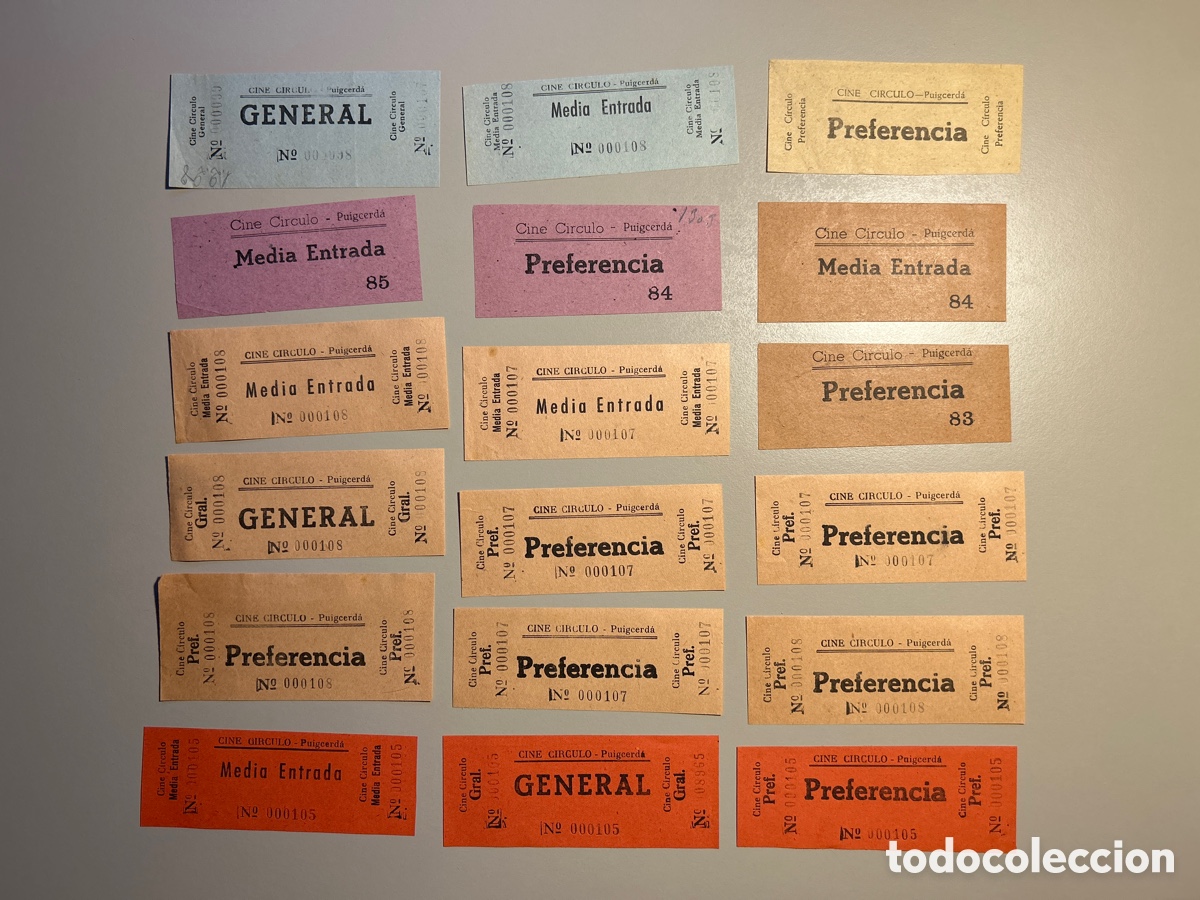 Otros art&iacute;culos de coleccionismo en papel: 18 entrades &ndash; Cine C&iacute;rculo &ndash; Puigcerd&agrave; &ndash; Pirineu &ndash; Anys 1940 1950