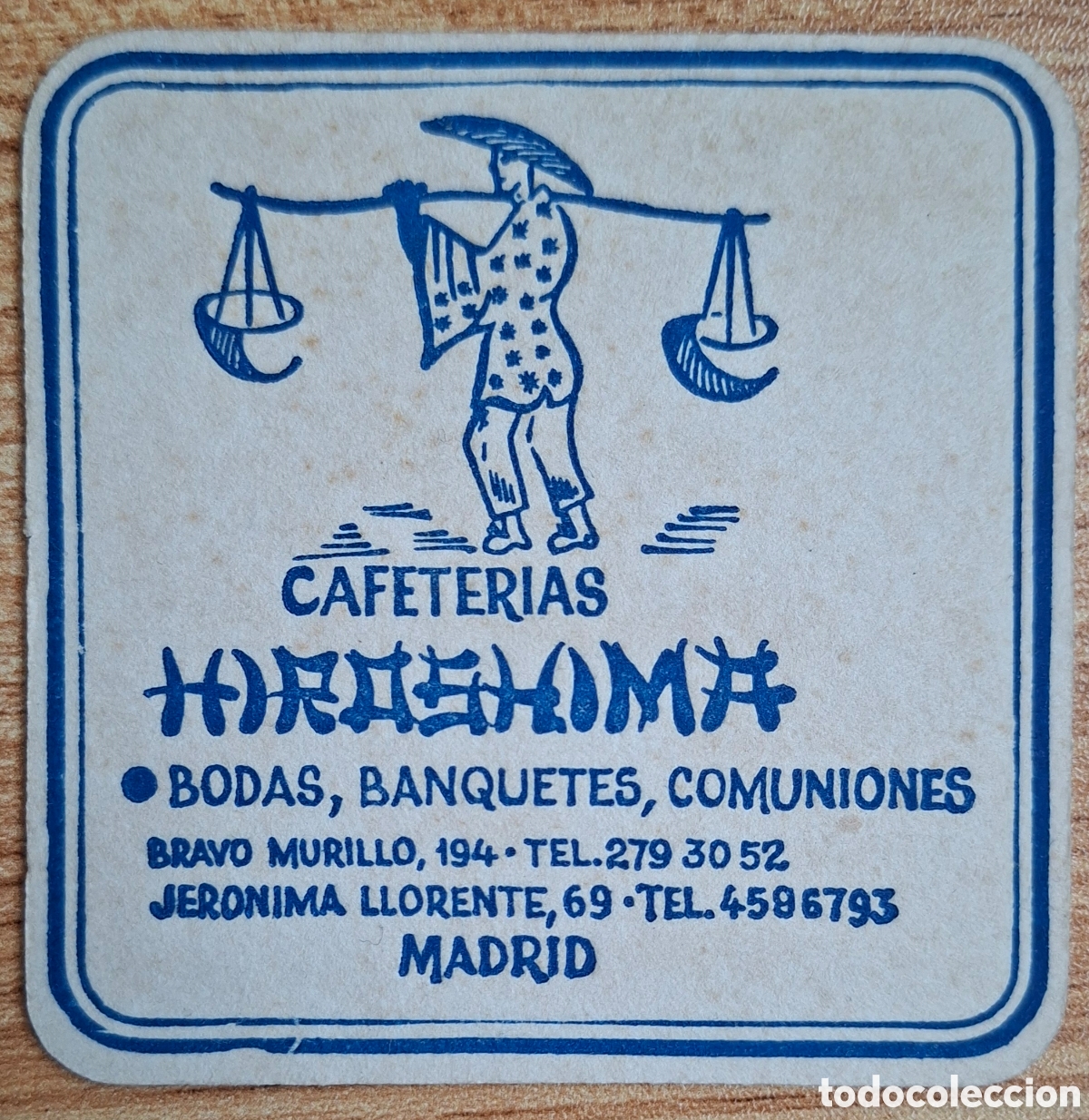 Otros art&iacute;culos de coleccionismo en papel: Posavasos Cafeter&iacute;a Hiroshima - Madrid