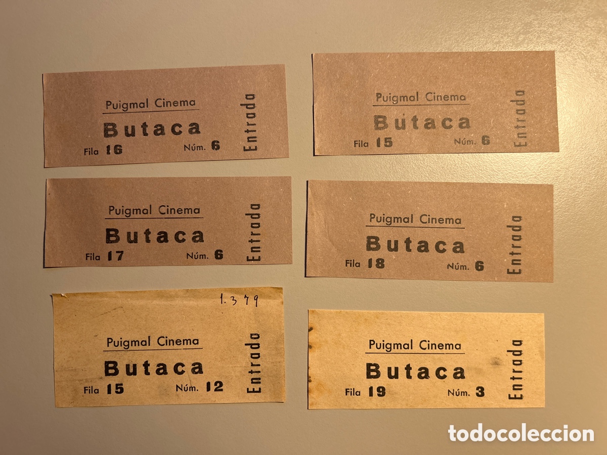 Otros art&iacute;culos de coleccionismo en papel: 6 entrades &ndash; Cine Puigmal &ndash; Ribes de Freser - Ripoll&egrave;s &ndash; Anys 1940 1950