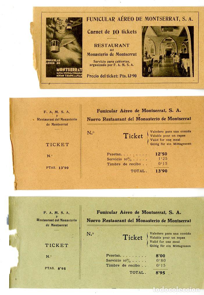 Otros art&iacute;culos de coleccionismo en papel: 3 Entradas Funicular A&eacute;reo de Montserrat FAMSA