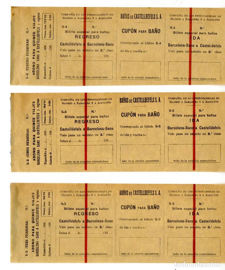 Otros art&iacute;culos de coleccionismo en papel: 3 Billetes de Ferrocarril Barcelona / Sans a Castelldefels 193?