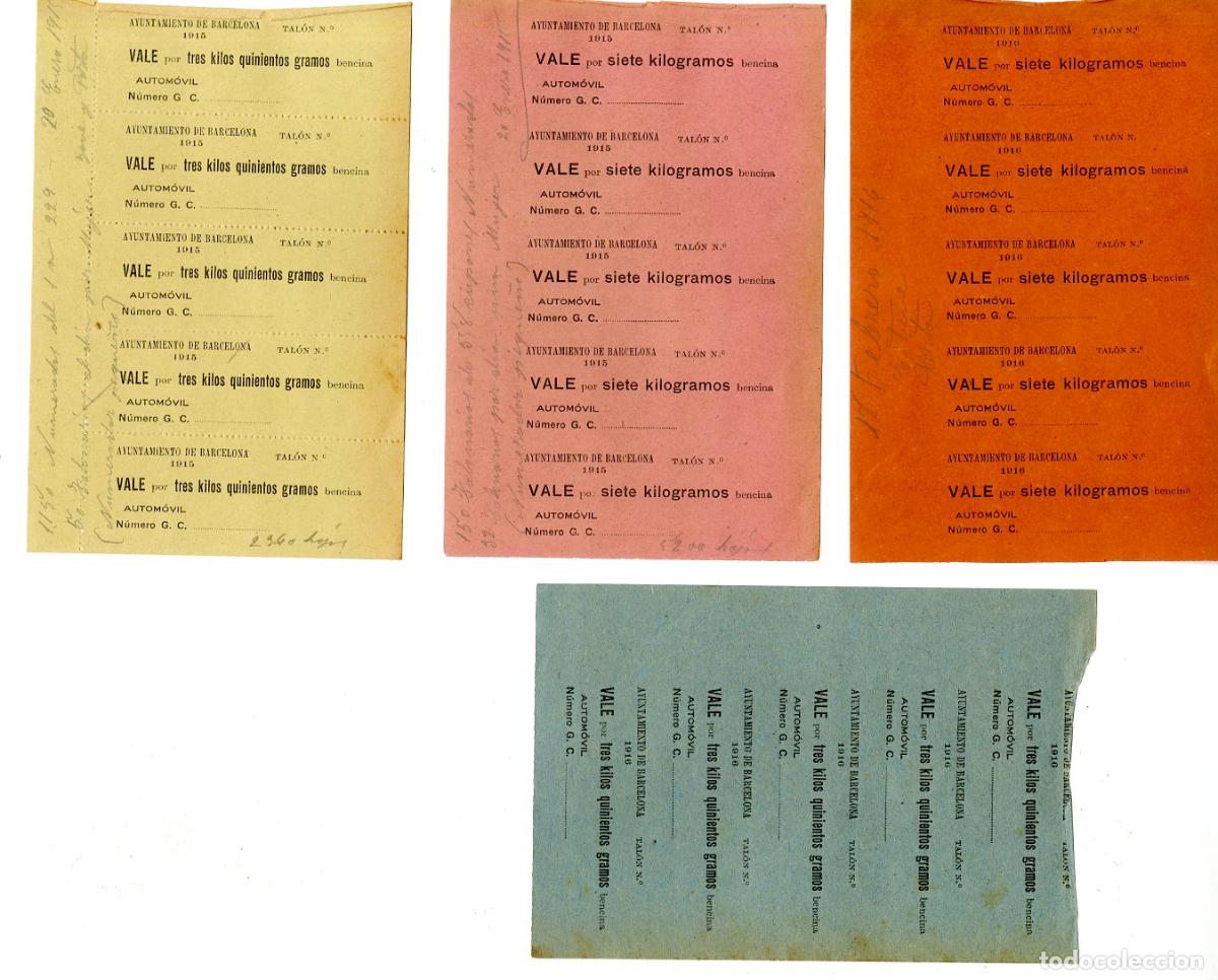Otros art&iacute;culos de coleccionismo en papel: 4 Vales de racionamiento de comida Ayuntamiento de Barcelona 1915
