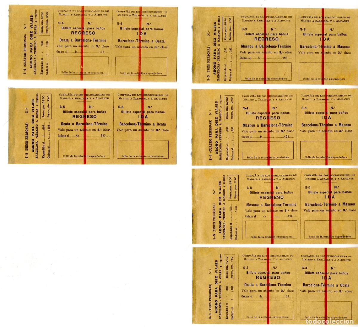 Otros art&iacute;culos de coleccionismo en papel: 6 Billetes de Ferrocarril Barcelona / Masnou 193?