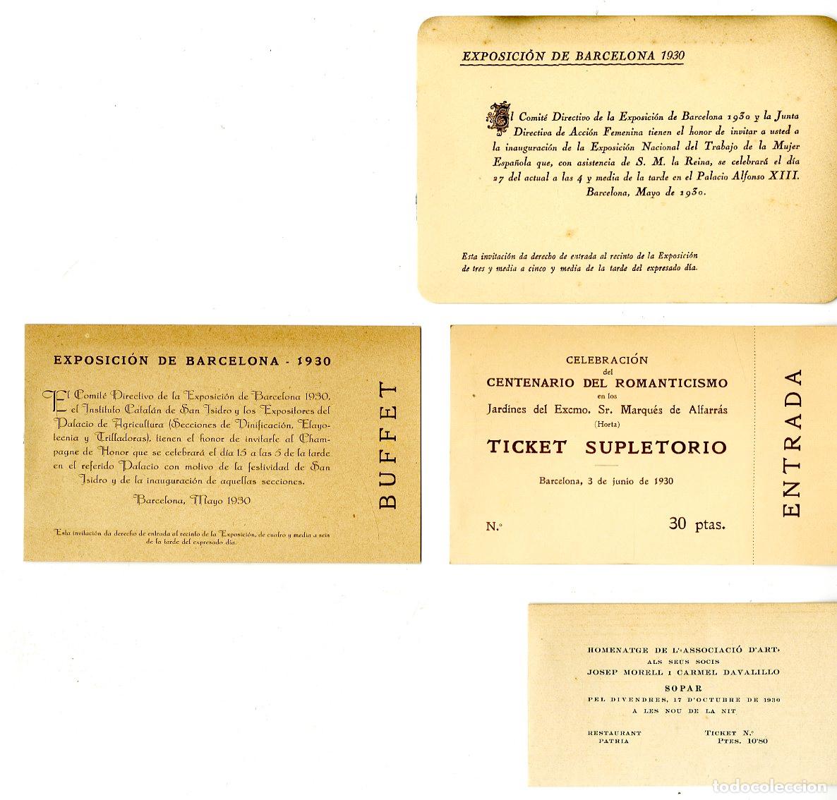 Otros art&iacute;culos de coleccionismo en papel: Lote entradas centenario Romanticismo Sr Marqu&eacute;s de Alfarr&aacute;s 1930