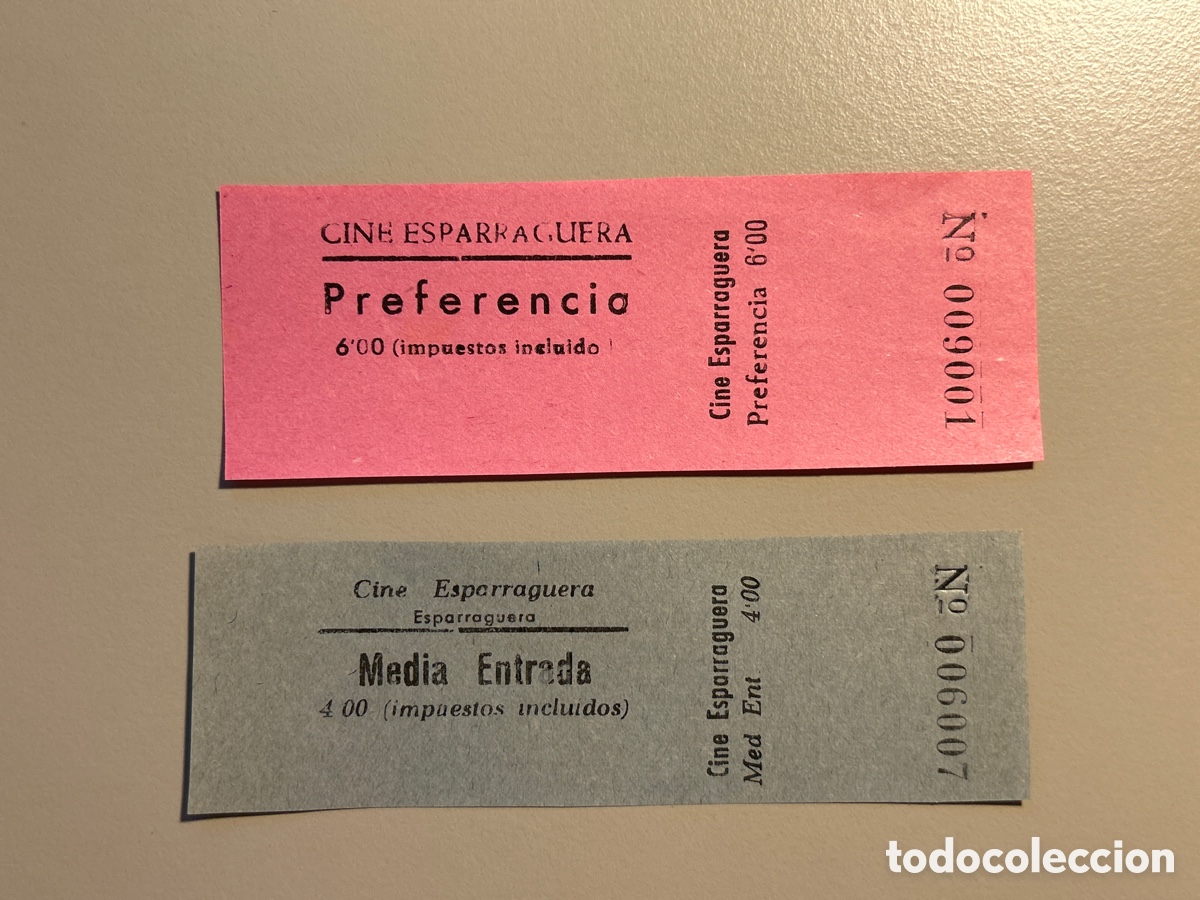 Otros art&iacute;culos de coleccionismo en papel: 2 entrades &ndash; Cine Esparraguera &ndash; Esparreguera &ndash; Anys 1940 1950