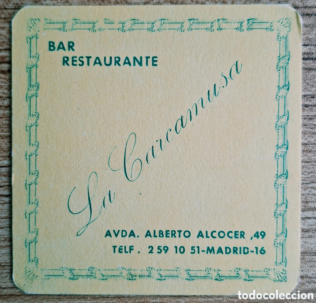 Otros art&iacute;culos de coleccionismo en papel: Posavasos Bar Restaurante La Carcamusa - Madrid