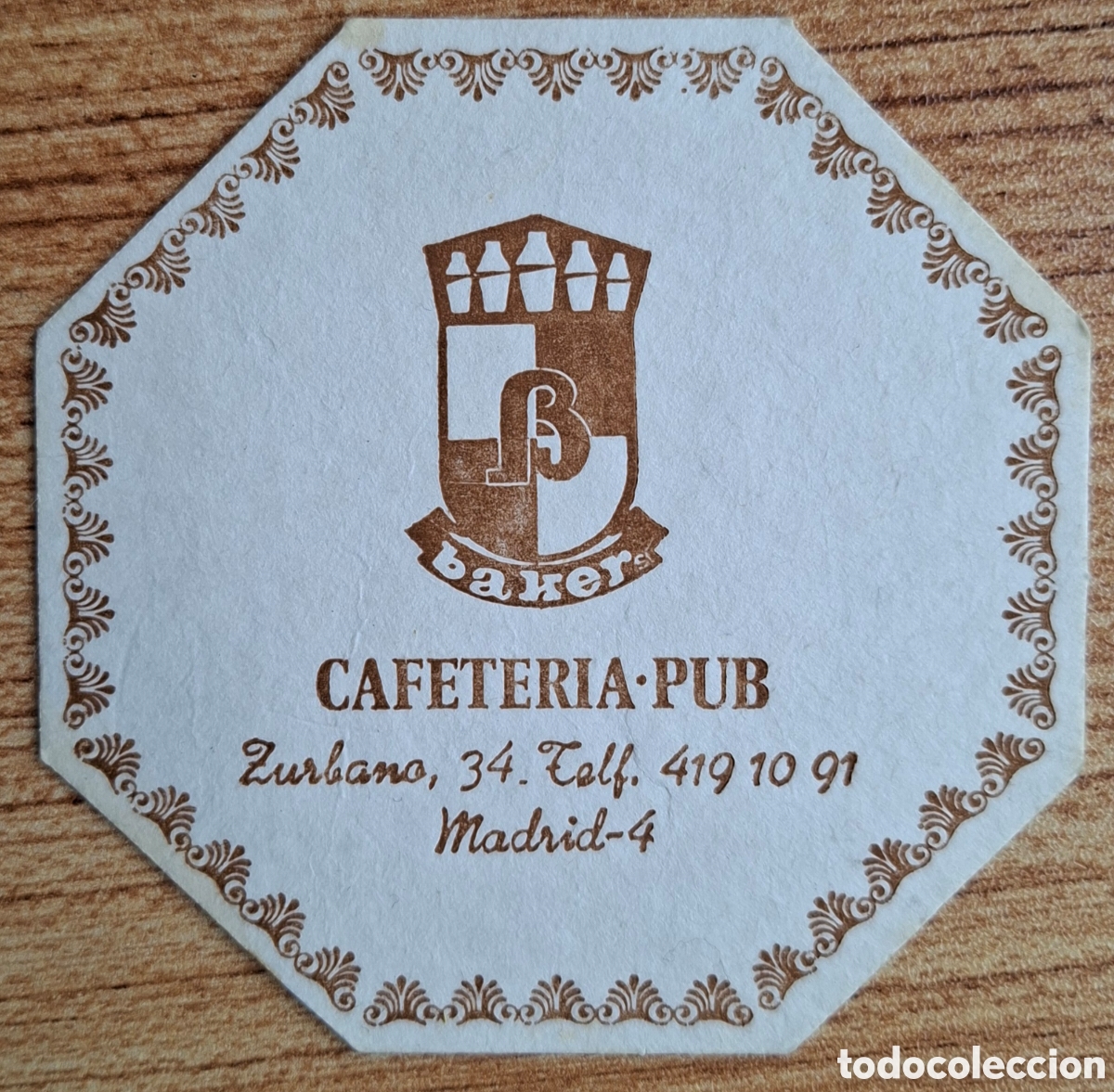 Otros art&iacute;culos de coleccionismo en papel: Posavasos Cafeter&iacute;a Pub Baker - Madrid