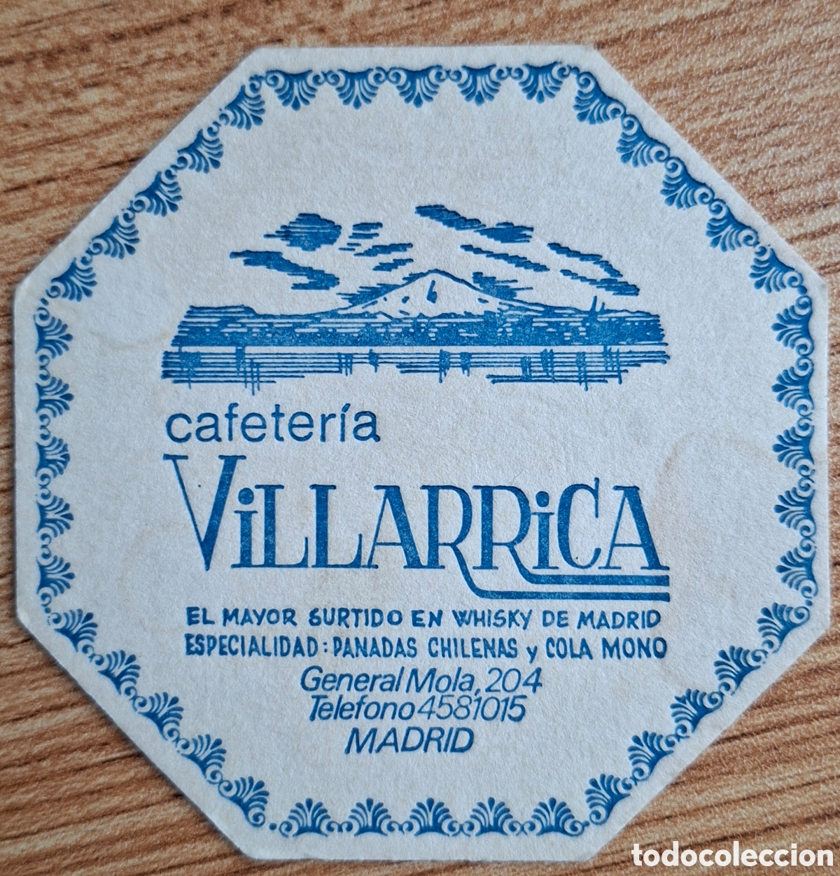 Otros art&iacute;culos de coleccionismo en papel: Posavasos Cafeter&iacute;a chilena Villarrica - Madrid