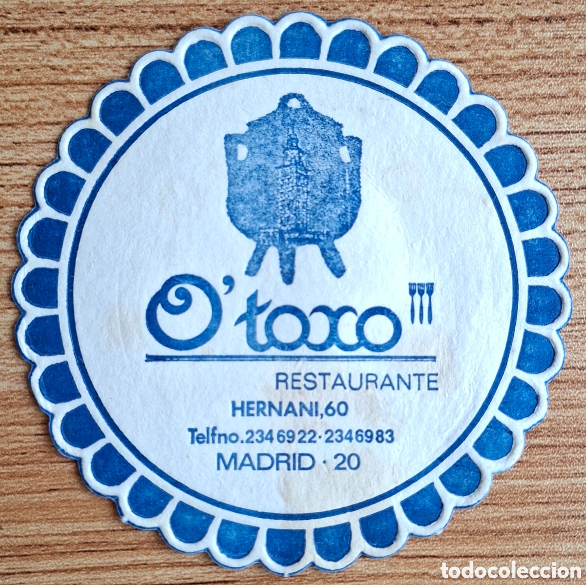 Otros art&iacute;culos de coleccionismo en papel: Posavasos Restaurante O Toxo - Madrid