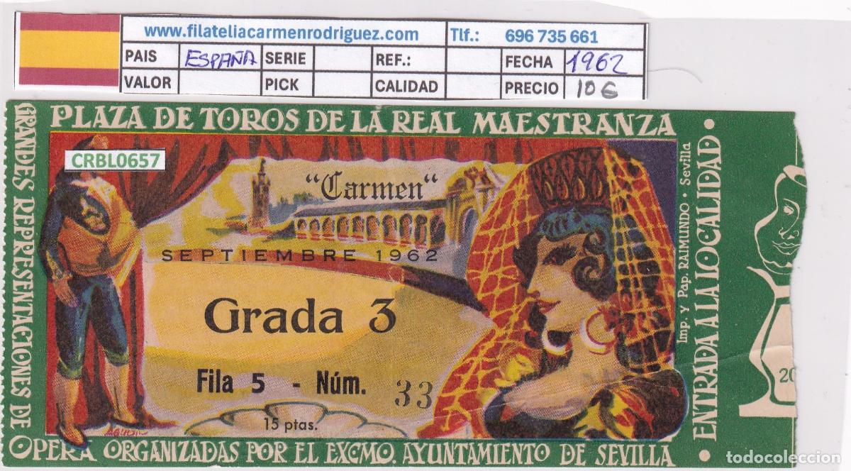 Otros art&iacute;culos de coleccionismo en papel: CRBL0657 ENTRADA TOROS 1962 VER FOTO