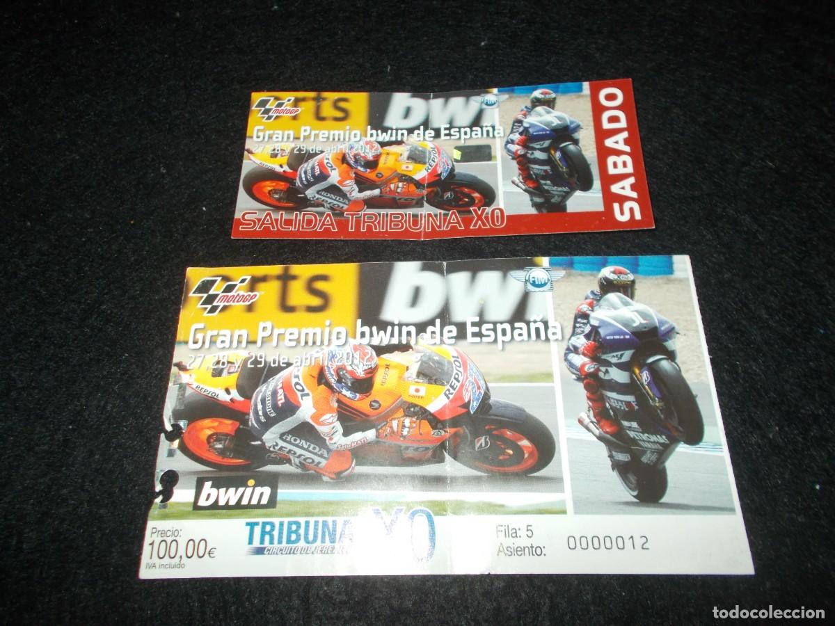 Otros art&iacute;culos de coleccionismo en papel: 2 Entrada GRAN PREMIO BWIN ESPA&Ntilde;A 2012. Moto GP Motociclismo