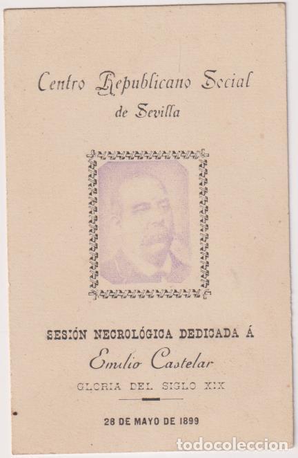 Otros art&iacute;culos de coleccionismo en papel: Sesi&oacute;n Necrol&oacute;gica dedicada a Emilio Castelar. Gloria del Siglo XIX. 29 de Mayo 1899