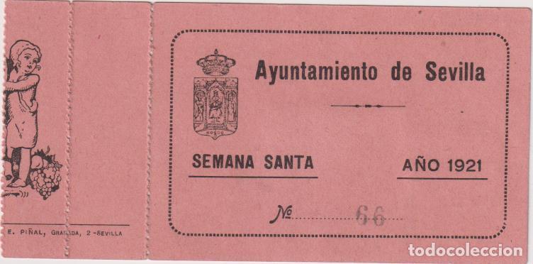 Otros art&iacute;culos de coleccionismo en papel: Ayuntamiento de Sevilla. Permiso para presenciar las Cofrad&iacute;as desde las Casas Capitulares. A&ntilde;o 1921