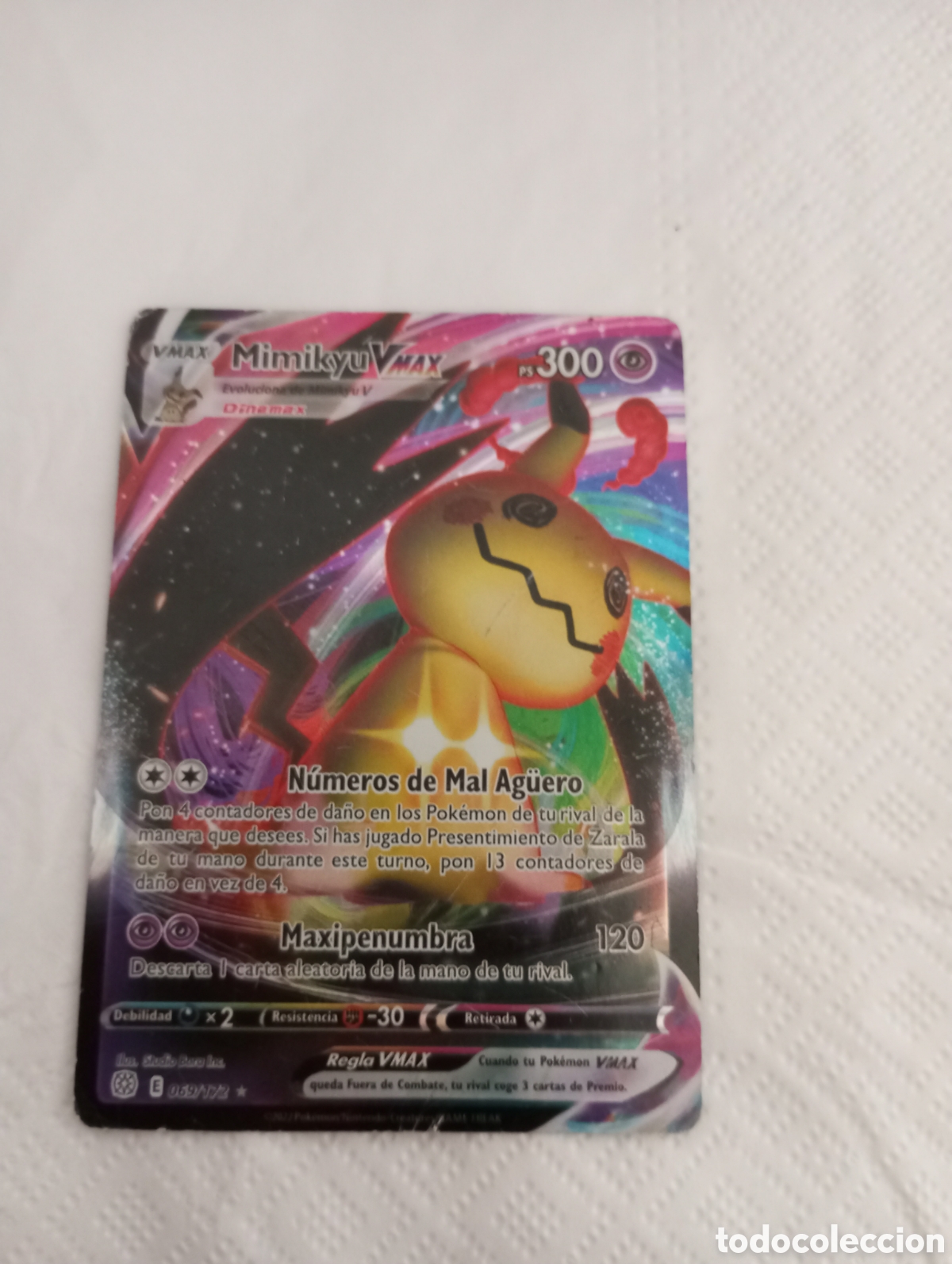 Otros art&iacute;culos de coleccionismo en papel: Carta Pok&eacute;mon minikyu V max ps300 n&uacute;meros de mal Aguero 069/172