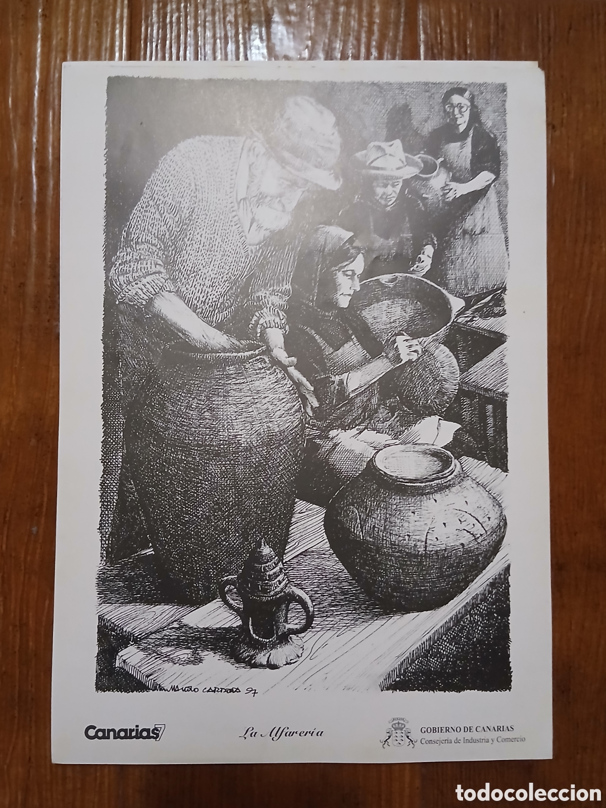 Otros art&iacute;culos de coleccionismo en papel: L&aacute;minas Labores Canarias -La Alfarer&iacute;a- Canarias 7 -35x25- 1.983