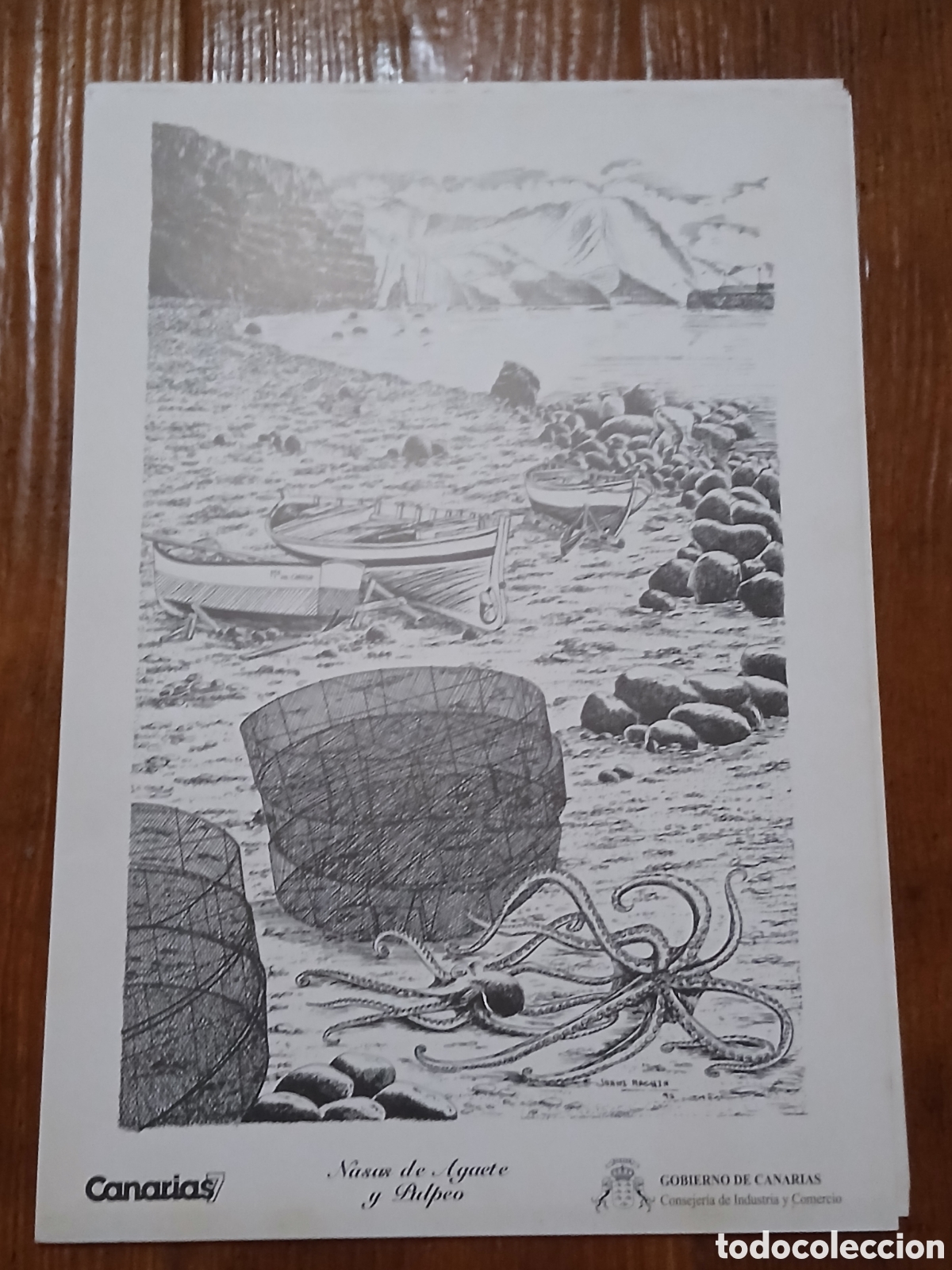 Otros art&iacute;culos de coleccionismo en papel: L&aacute;minas Labores Canarias -Nasas de Agaete y el Pulpeo- Canarias 7 -35x25cm- 1.983