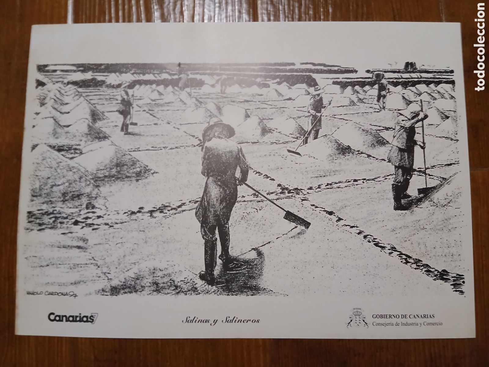 Otros art&iacute;culos de coleccionismo en papel: Lamina Labores Canarias - Salinas y Salineros- Canarias 7 -35x25cm- 1983