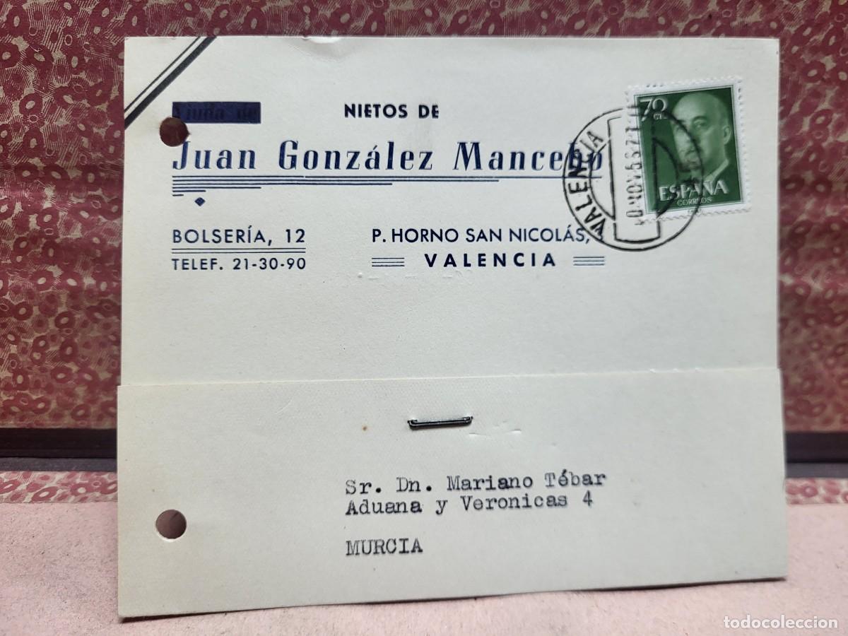 Otros art&iacute;culos de coleccionismo en papel: ANTIGUA POSTAL ENTERO PUBLICIDAD NIETOS GONZALEZ MANCEBO VALENCIA 1959