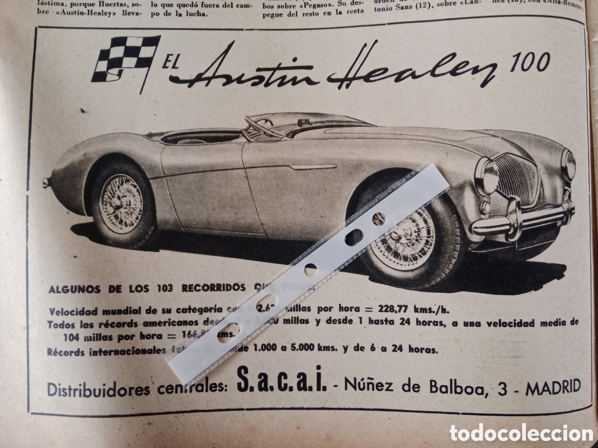 Otros art&iacute;culos de coleccionismo en papel: Publicidad autom&oacute;vil Austin Healey 100 de 1954