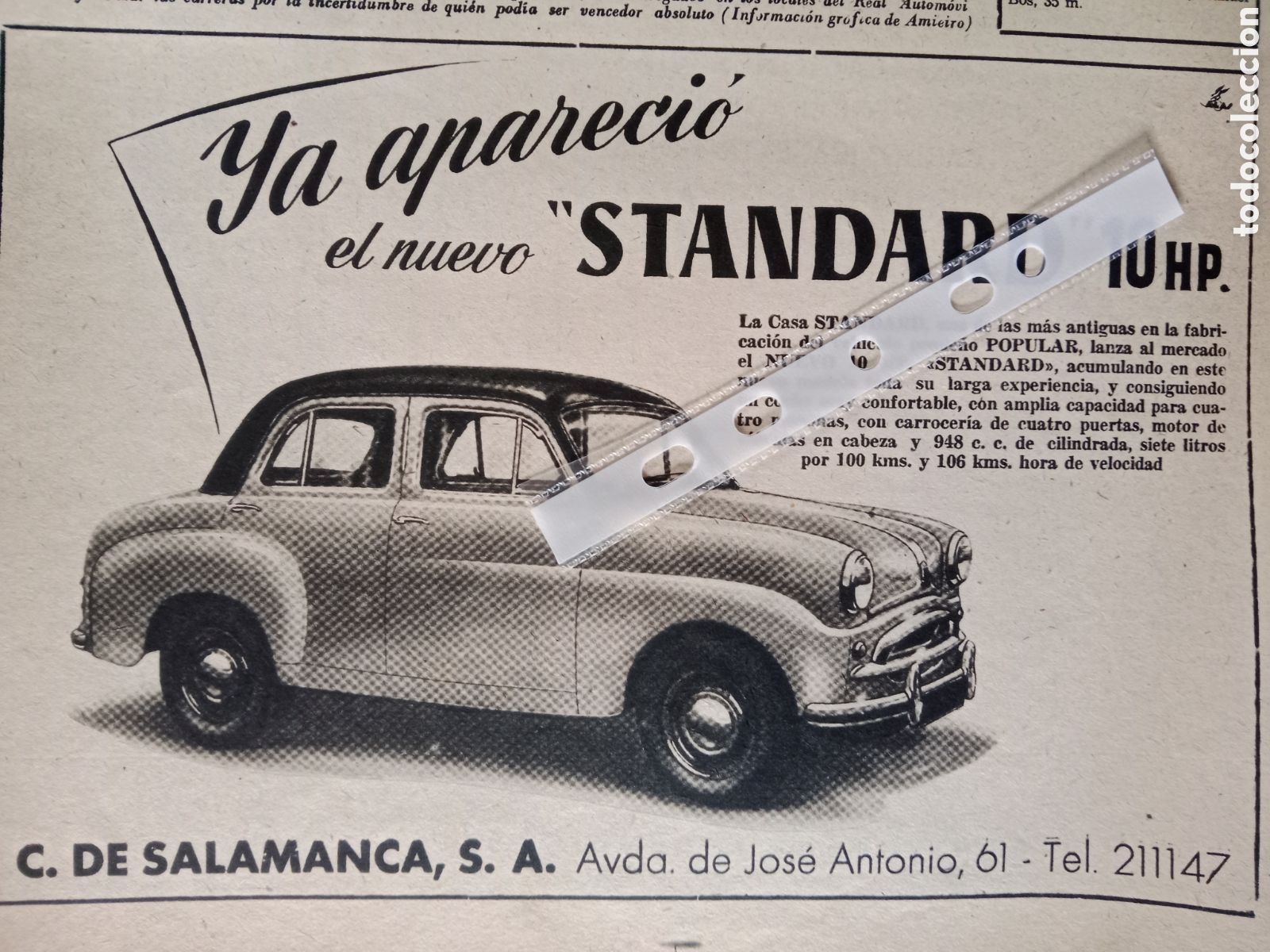 Otros art&iacute;culos de coleccionismo en papel: Publicidad autom&oacute;vil Standard de 1954