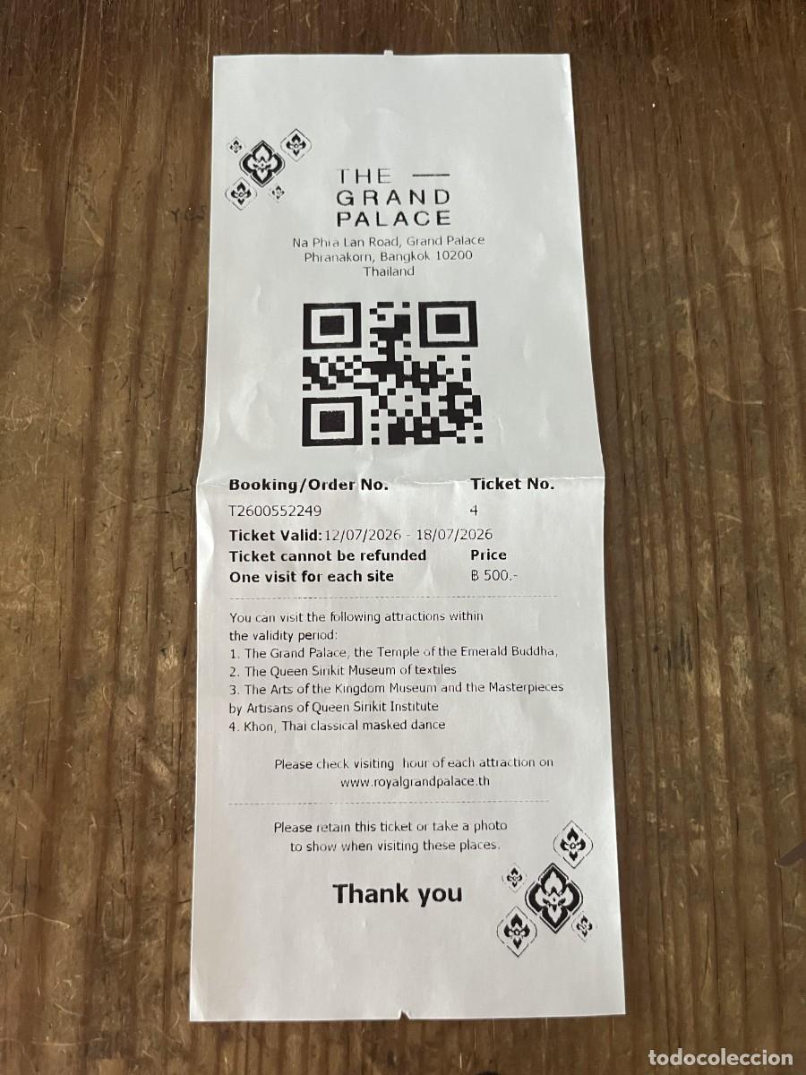 Otros art&iacute;culos de coleccionismo en papel: R32036 ENTRADA TICKET TAILANDIA PALACIO THE GRAND PALACE NA PHRA LAN ROAD 2026