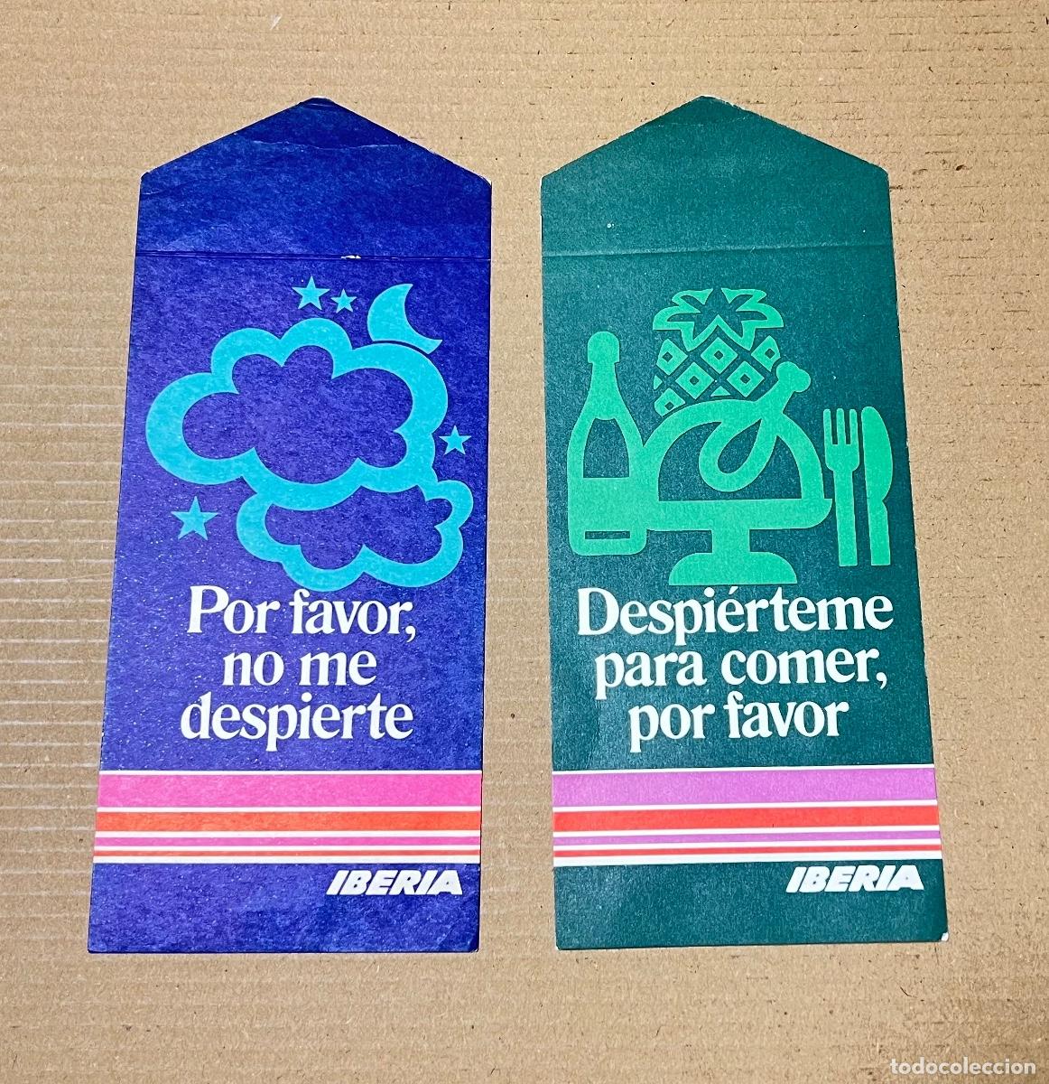 Otros art&iacute;culos de coleccionismo en papel: 2 TARJETAS de avi&oacute;n &ldquo;NO MOLESTEN&rdquo; DO NOT DISTURB IBERIA