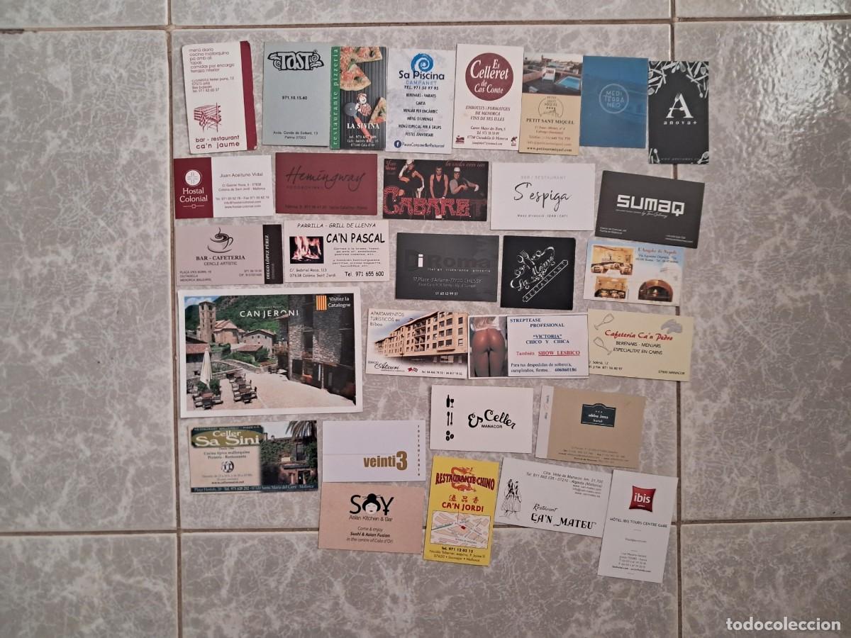 Otros art&iacute;culos de coleccionismo en papel: lote de 30 tarjetas de visita de bares, hoteles, restaurantes ....
