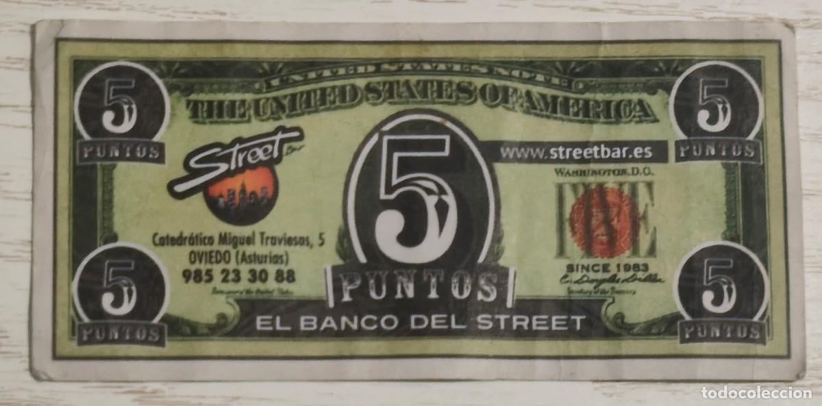 Otros art&iacute;culos de coleccionismo en papel: VALE DE 5 PUNTOS EMITIDOS POR LA HAMBURGUESER&Iacute;A OVETENSE ''STREET BAR'' EN 1995