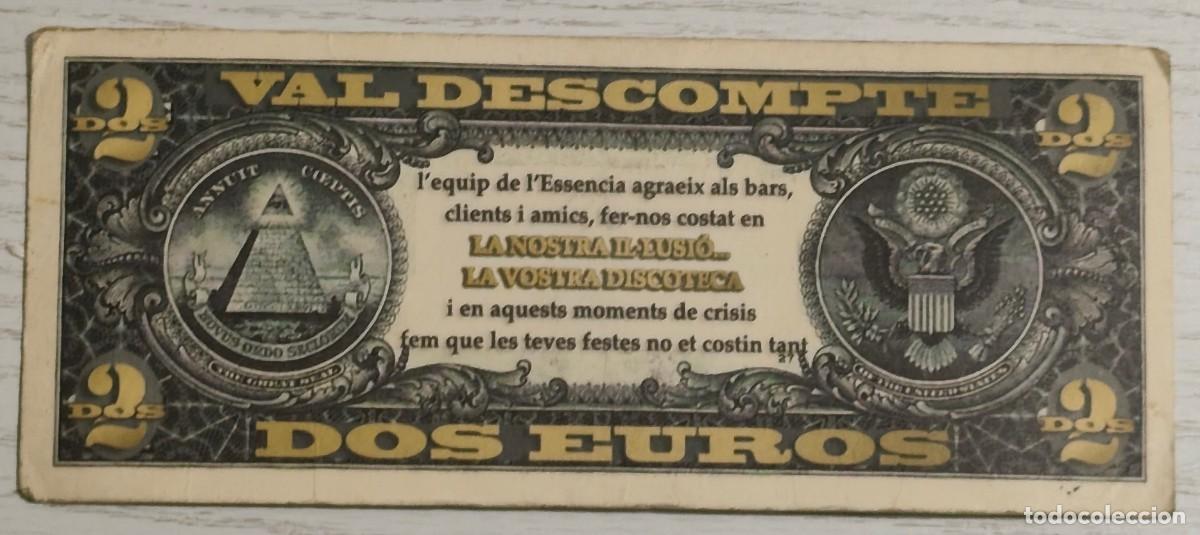 Otros art&iacute;culos de coleccionismo en papel: VALE DE DESCUENTO DE 2&euro; DE LA DISCOTECA ESSENCIA DE BLANES, GIRONA (Rotulado en catal&aacute;n)