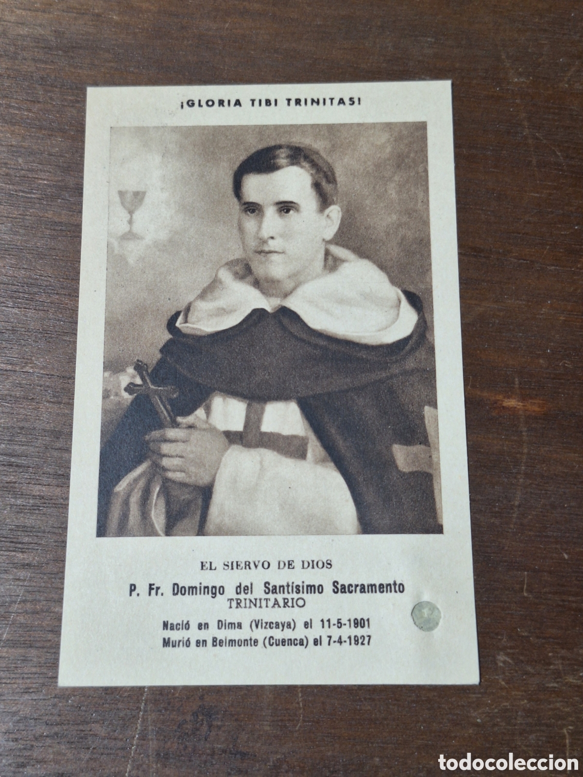 Otros art&iacute;culos de coleccionismo en papel: ANTIGUA ESTAMPA CON RELIQUIA - SIERVO DE DIOS FRAY DOMINGO DEL SANTISIMO SACRAMENTO