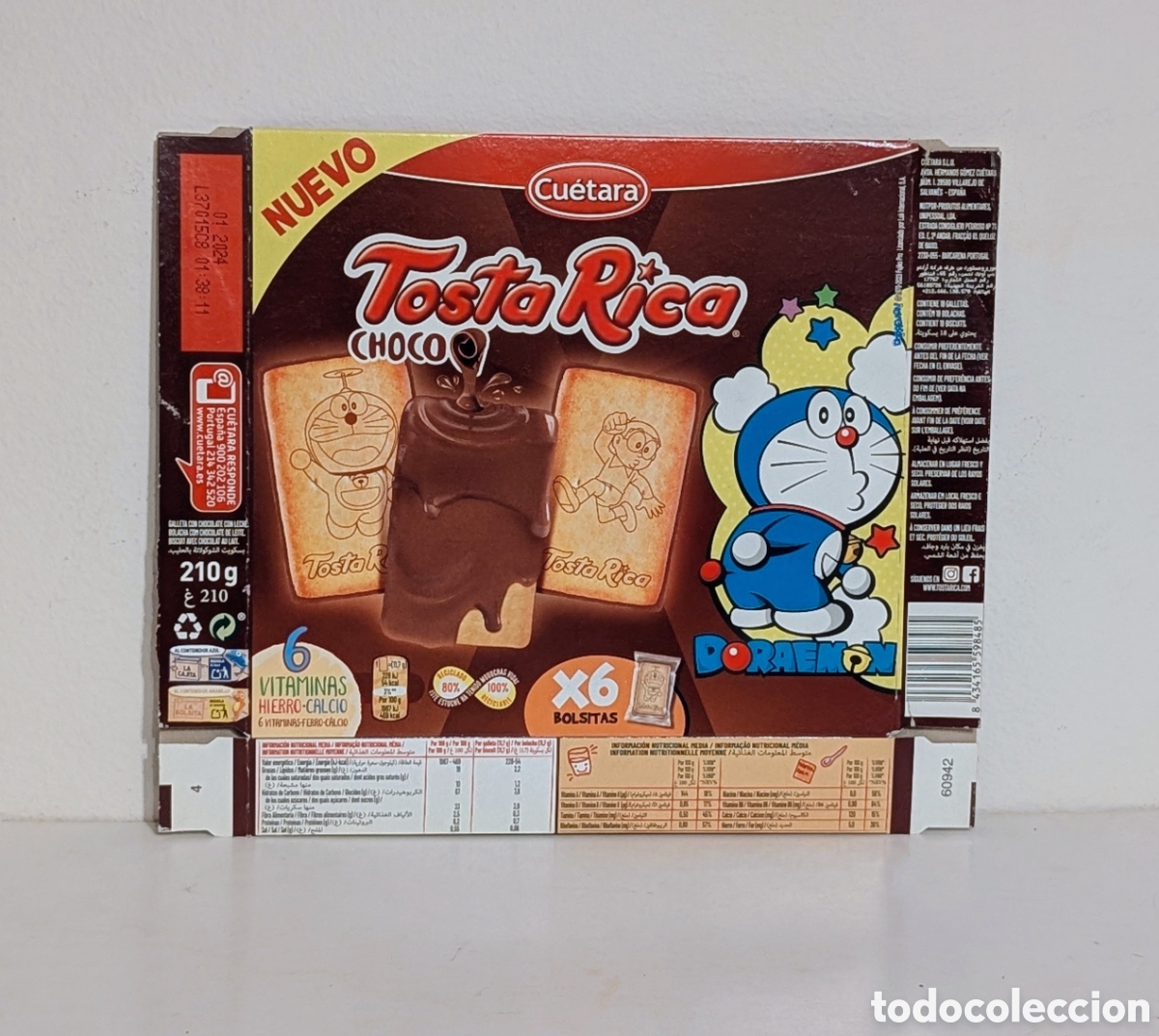 Otros art&iacute;culos de coleccionismo en papel: Caja envoltorio vac&iacute;o Doraemon Tosta Rica Cuetara