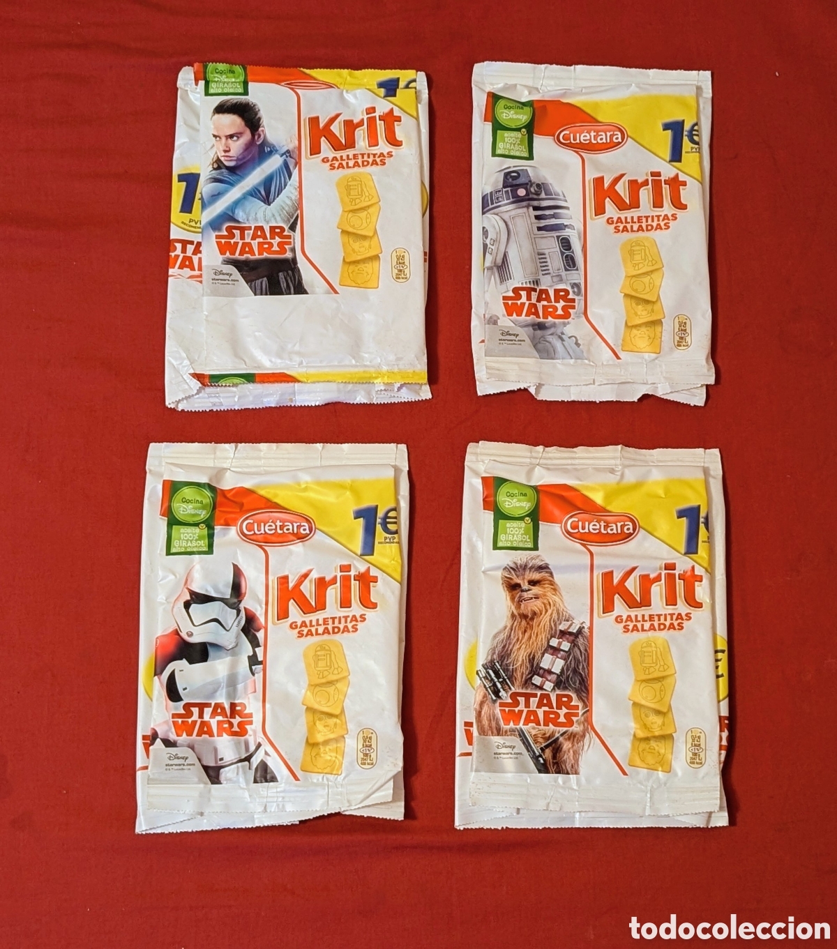 Otros art&iacute;culos de coleccionismo en papel: Colecci&oacute;n completa envoltorios vac&iacute;os Star Wars. Cu&eacute;tara. Disney