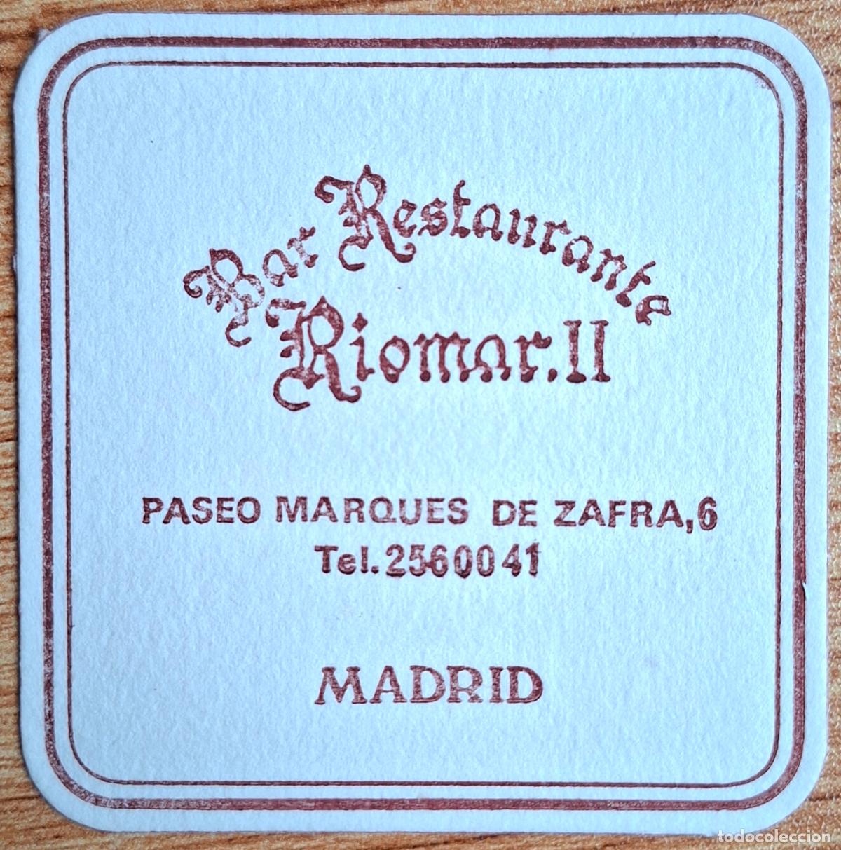 Otros art&iacute;culos de coleccionismo en papel: Posavasos Bar Restaurante Riomar II - Madrid