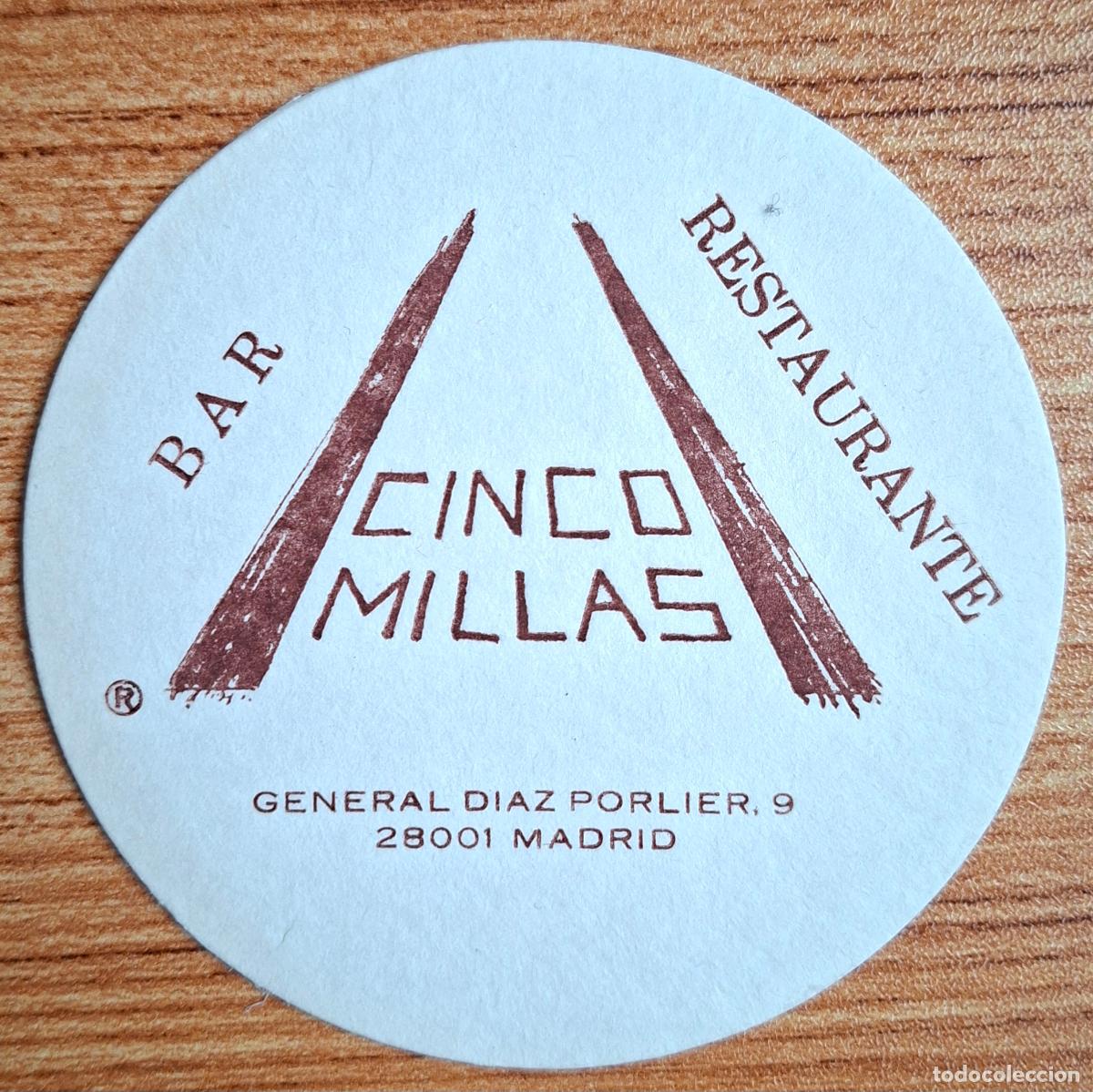 Otros art&iacute;culos de coleccionismo en papel: Posavasos Bar Restaurante Cinco Millas - Madrid