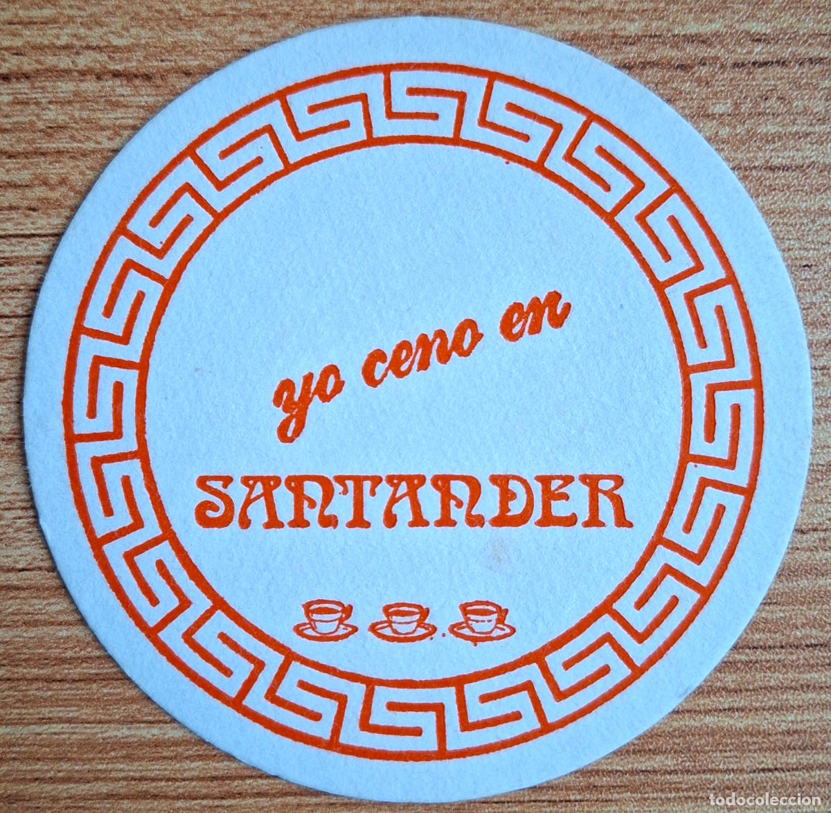 Otros art&iacute;culos de coleccionismo en papel: Posavasos Cafeter&iacute;a Santander - Yo ceno en Santander - naranja - Madrid