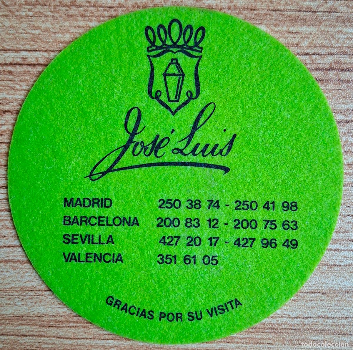 Otros art&iacute;culos de coleccionismo en papel: Posavasos Restaurante Jos&eacute; Luis - Madrid