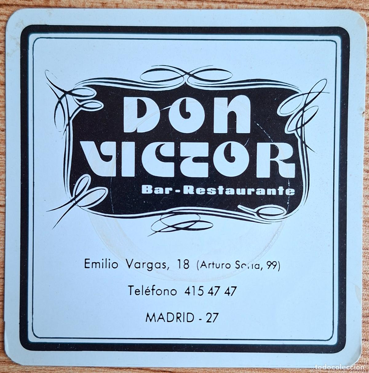 Otros art&iacute;culos de coleccionismo en papel: Posavasos Bar Restaurante Don V&iacute;ctor - Madrid