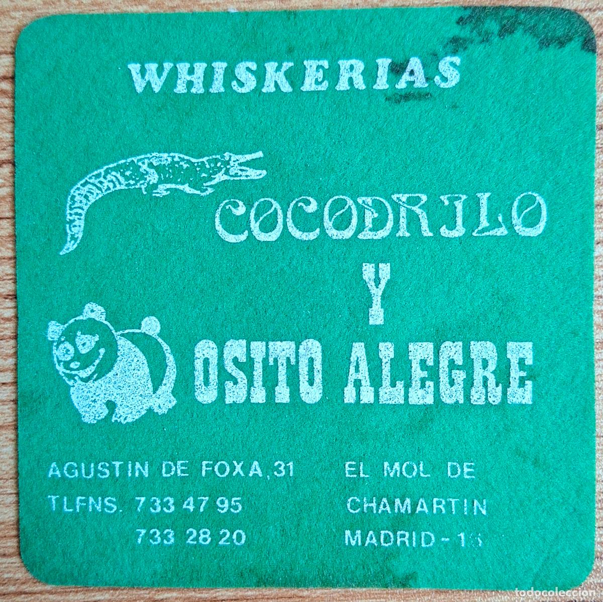 Otros art&iacute;culos de coleccionismo en papel: Posavasos Whiskerias Cocodrilo y Osito Alegre - Madrid