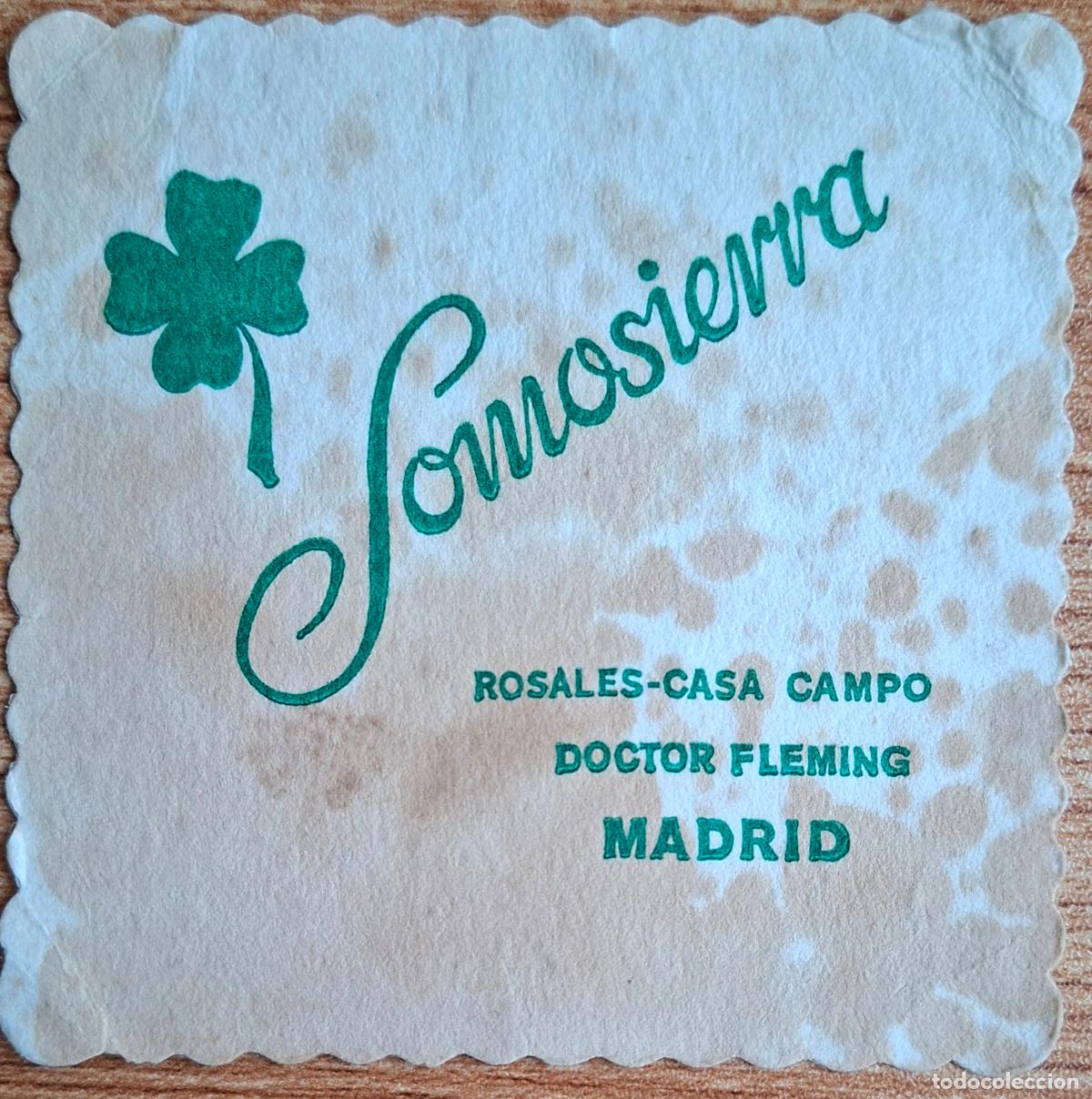 Otros art&iacute;culos de coleccionismo en papel: Posavasos Somosierra cuadrado verde - Rosales - Madrid