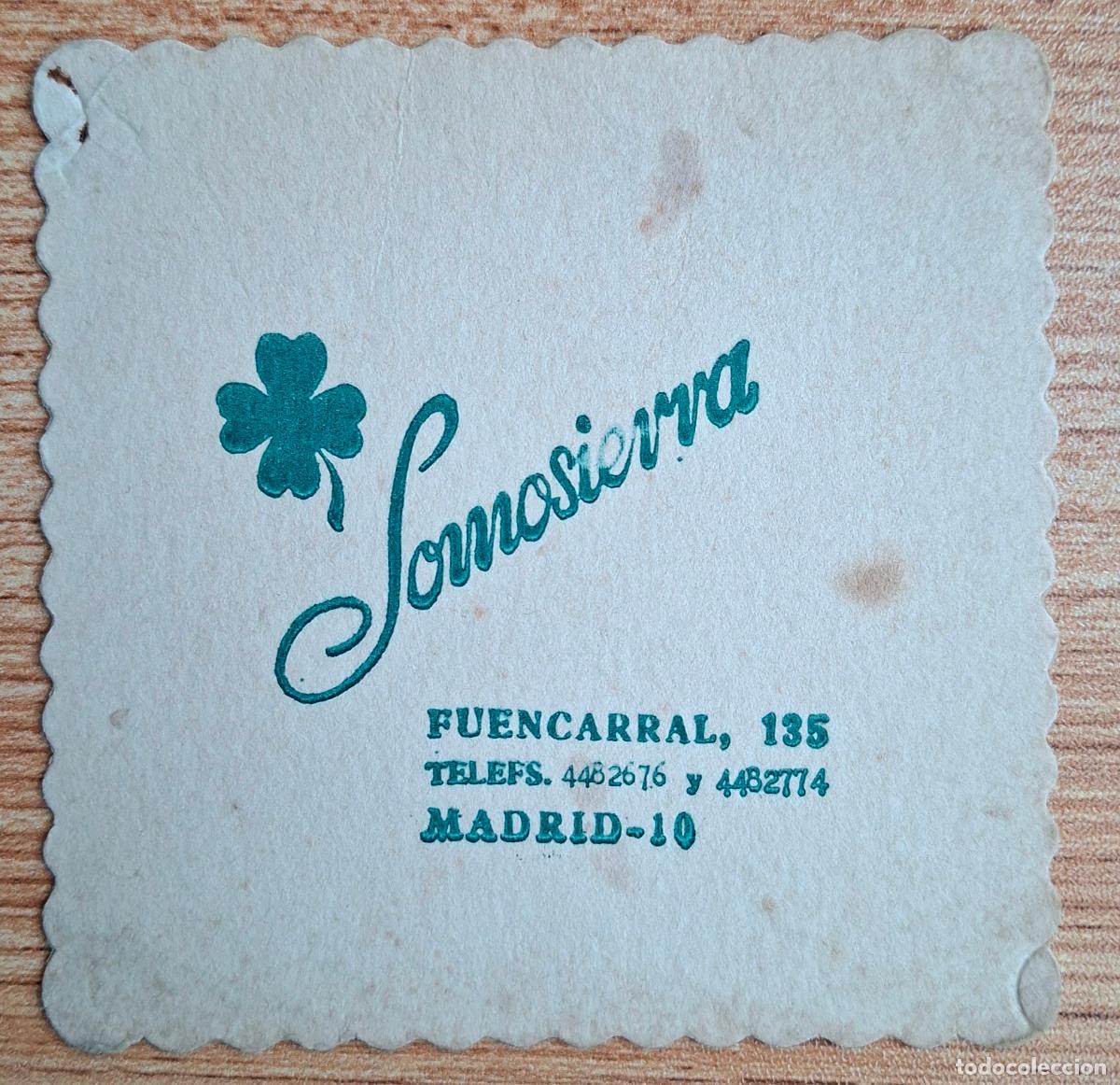 Otros art&iacute;culos de coleccionismo en papel: Posavasos Somosierra cuadrado verde - Fuencarral - Madrid